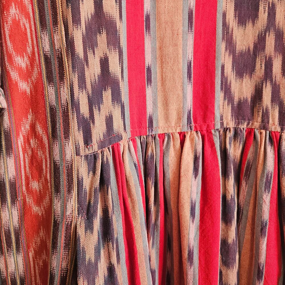 Vtg Veranda Wear Cotton Kaftan Dress, Hand-Woven, Art-to-Wear, Multi, Sz S/M-2 - Picture 2 of 6